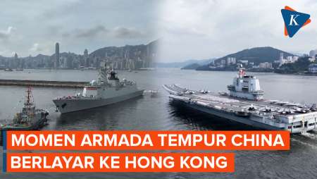 Bawa Jet Tempur dan Helikopter, Kapal Induk China Shandong Buat Sejarah di Hong Kong